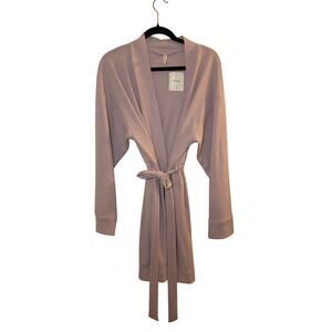 Fabletics Waffle Knit Robe Muted Mauve Pink Tie Waist Women’s Small NWT